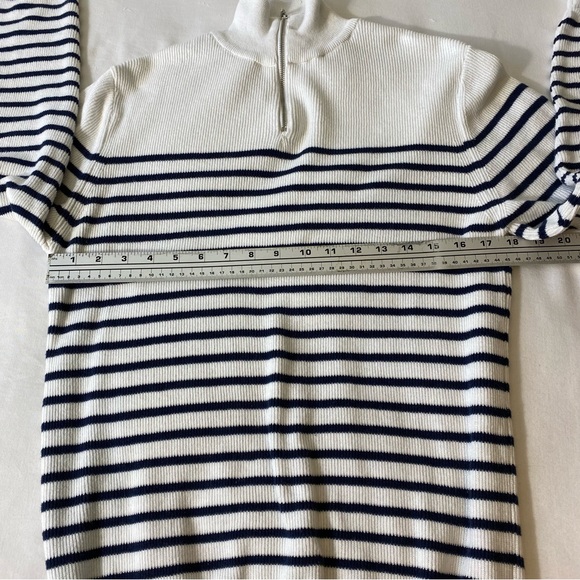 River Island Knit Half Zip Stripe Sweater In White and Navy Mens Small Ribbed - Picture 7 of 10